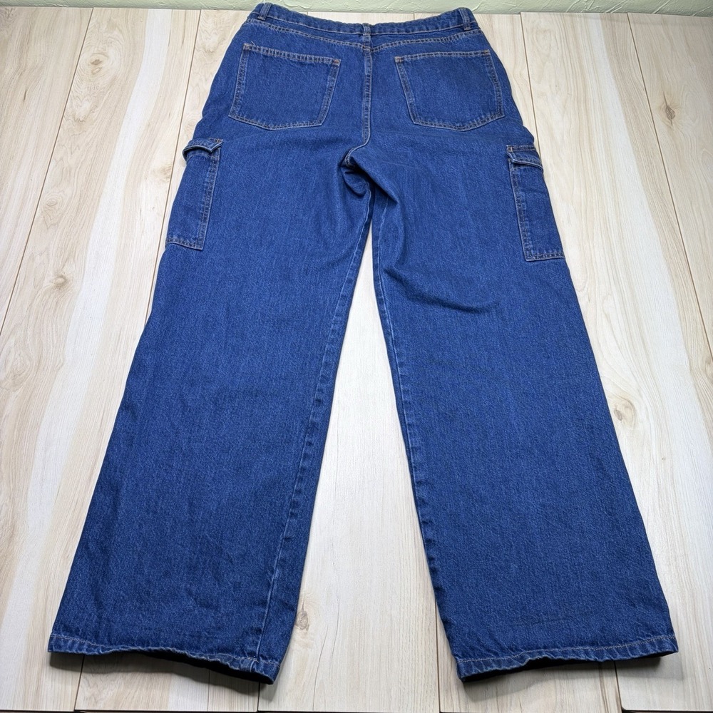 SÉZANE Baggy Denim Cargo Jeans Women's Size 46 34x33 Blue Pockets - Picture 13 of 14